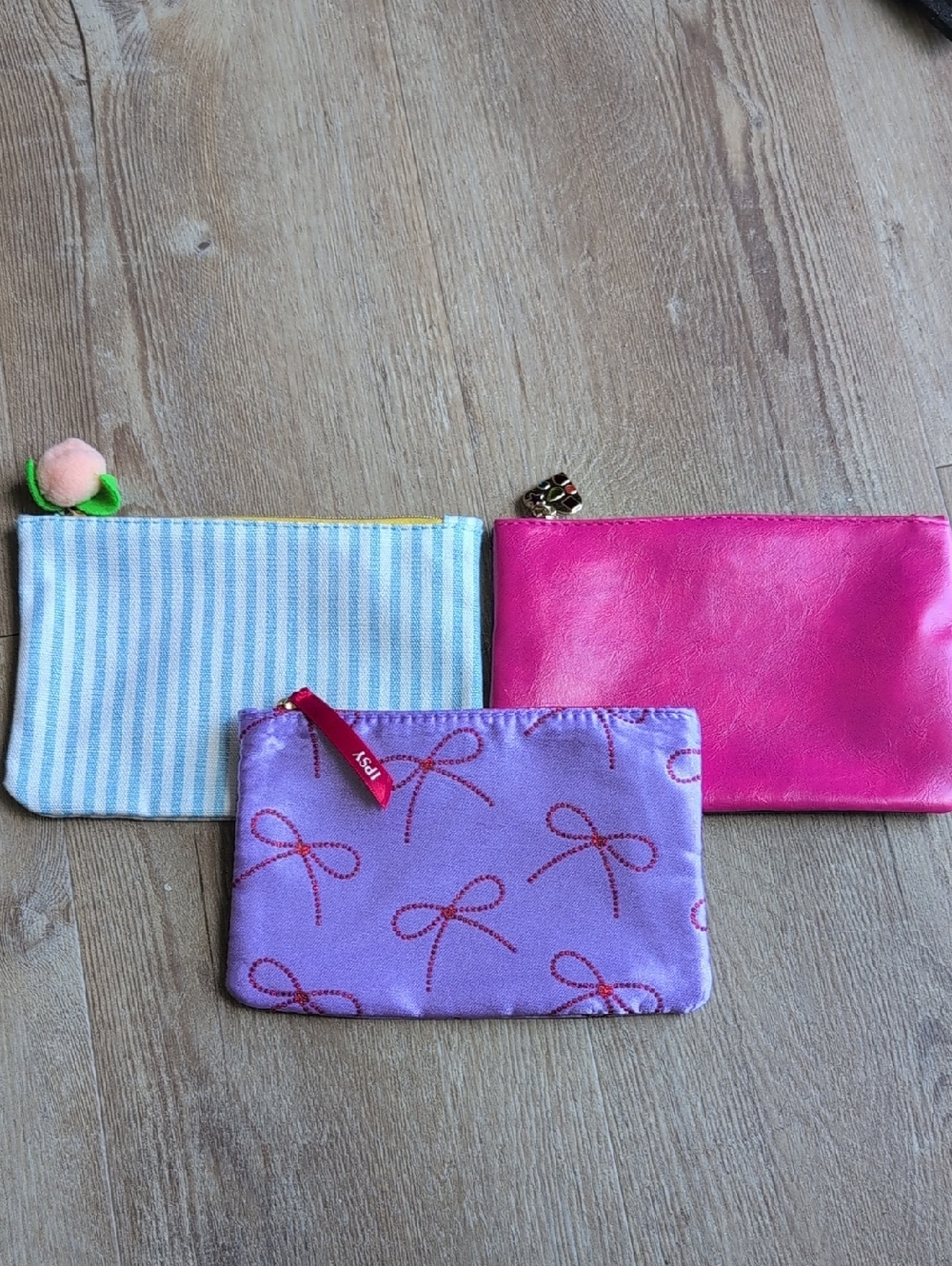 3-Pack Pink, Purple & Blue Stripe Pouches